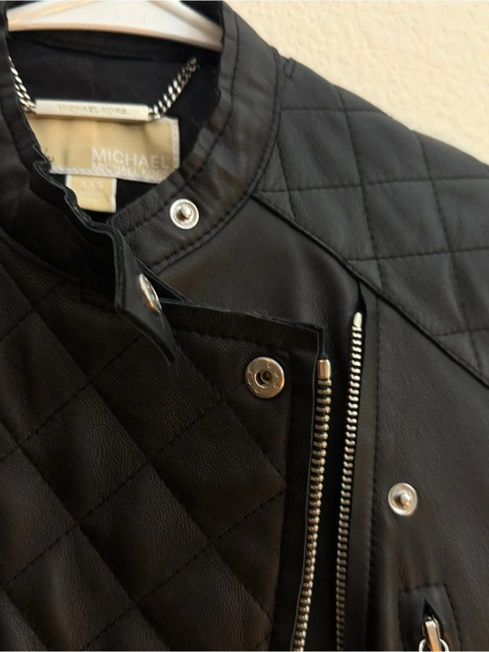 Michael Kors Black Quilted Leather Moto Jacket 100%lamb leather New WO Tag